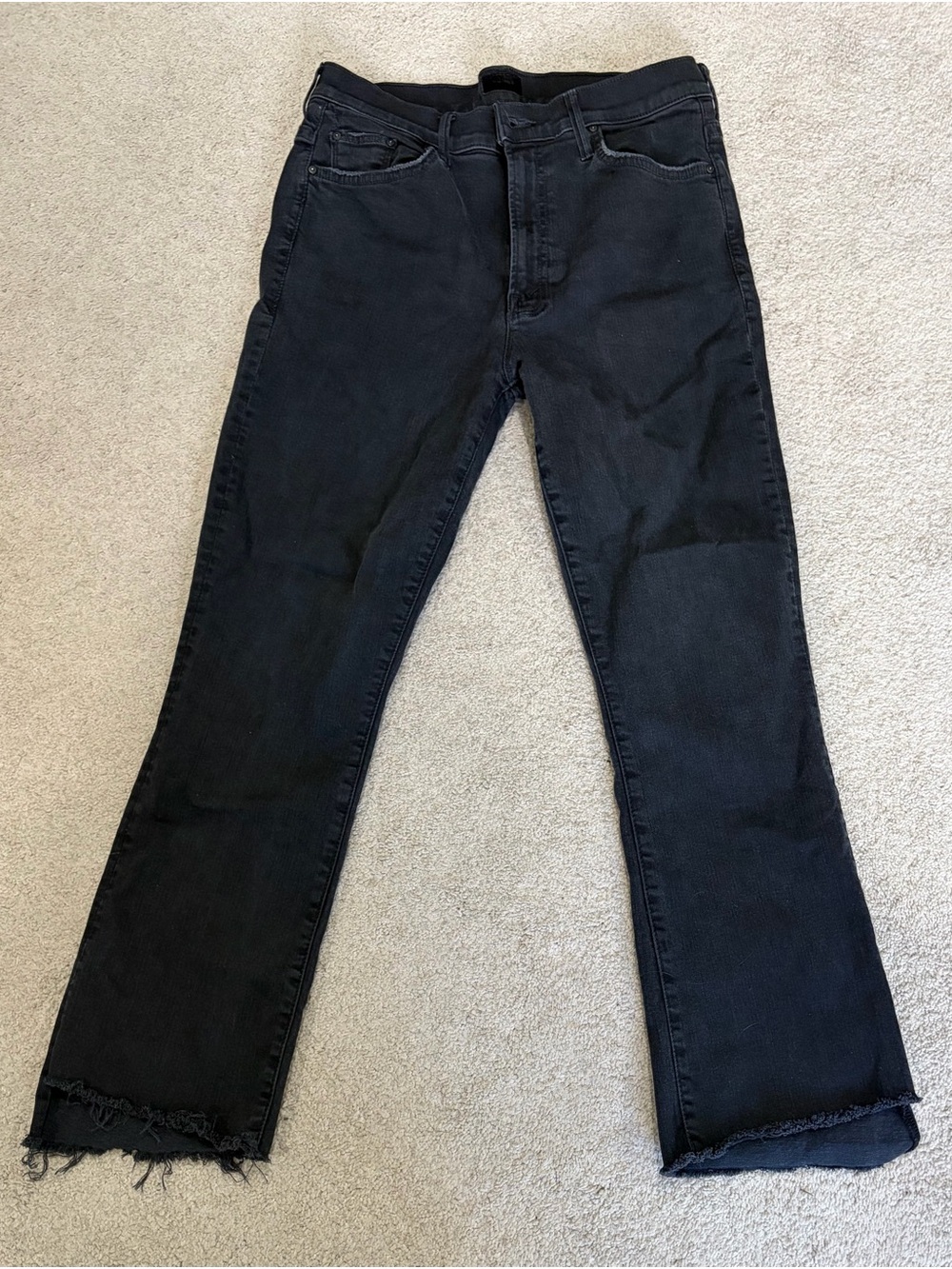 Mother Jeans, Insider Crop Step Fray Black Straight-Leg Jeans, Women’s Size 32